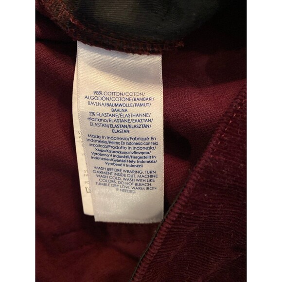 Chaps Corduroy Women’s Pants Stretch Waist Size 12 Dark Burgundy EUC Slacks - Picture 8 of 12